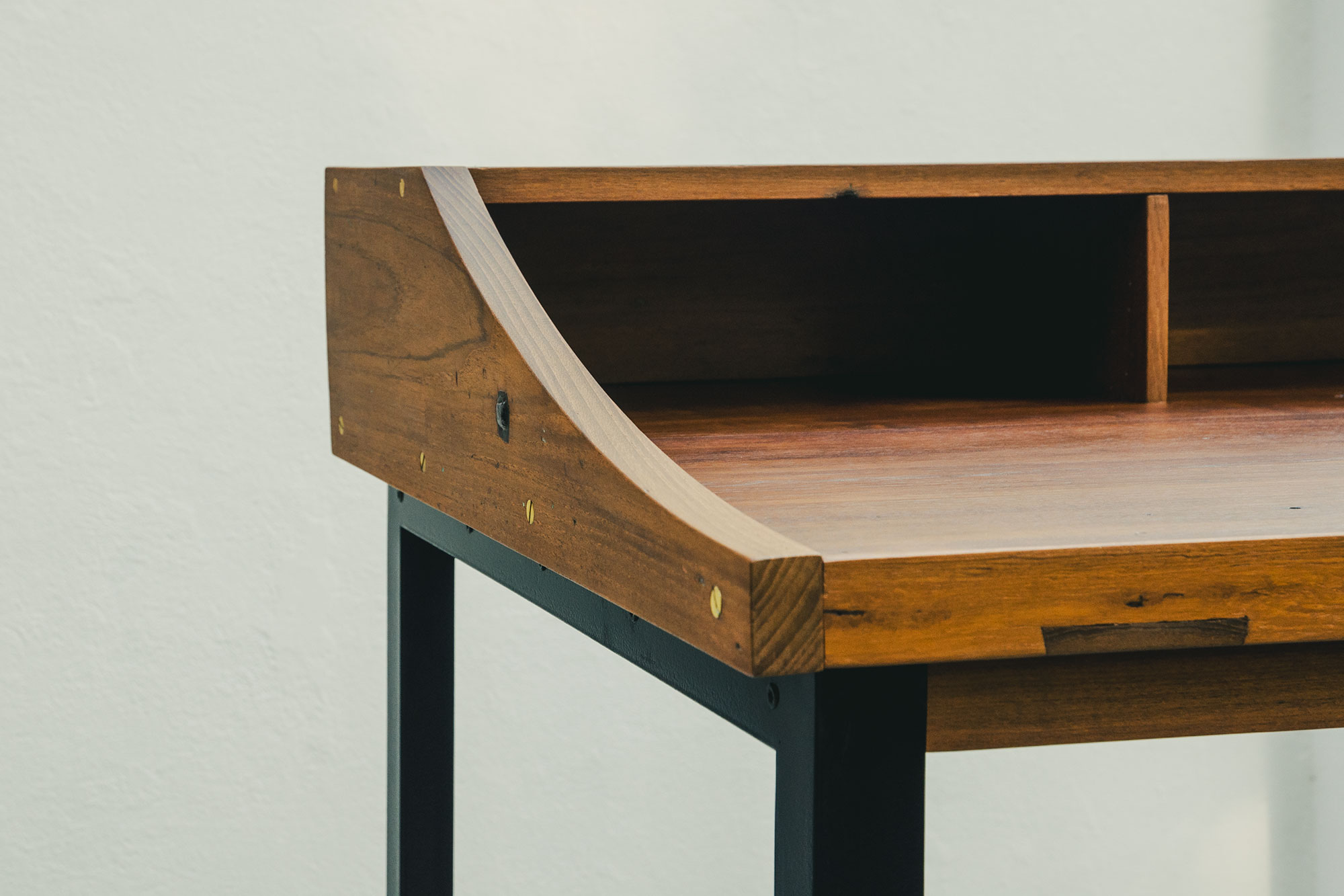 Teak stand desk